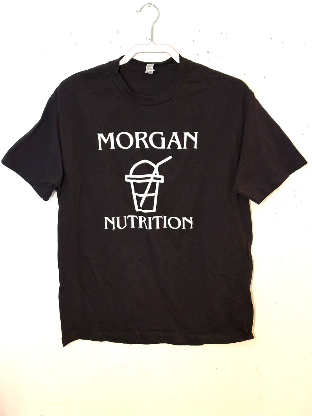 American Apparel Black Graphic Tee-Morgan Nutrition. Size L. EUC.
